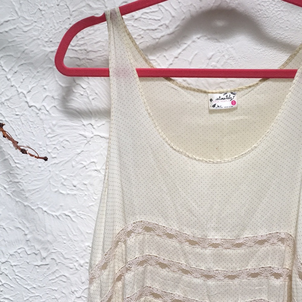 ❌SOLD❌Free People Cream and Pink Voile and Lace - Picture 6 of 7
